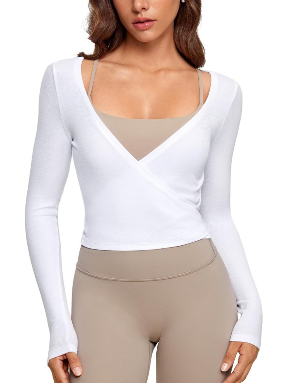 V-Neck Long Sleeve Cross Ballet Wrap Top